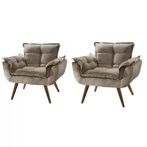 Kit de 2 fauteuils décoratifs Opala avec pieds en forme de bâton